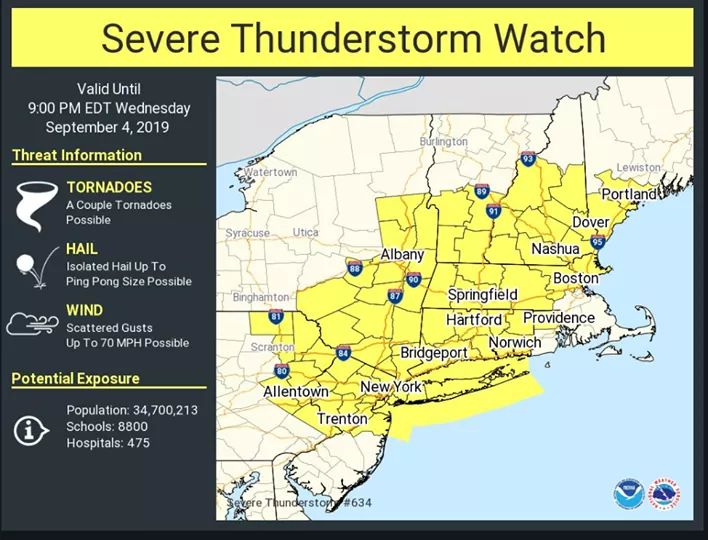 Severe Thunderstorm Watch, Wed 9/4